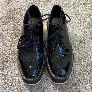 Zara platform Shiny Black Oxford Shoes